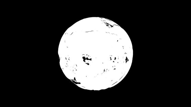 Moon. Spinning planet. White Sphere on black background