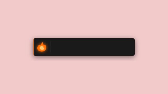 A black rectangular object with a small orange circle on the left side against a pastel pink background.