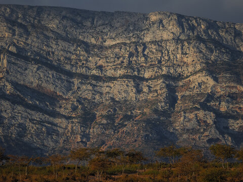 Hajhir Mountains limestone cliffs Socotra island Yemen copy space