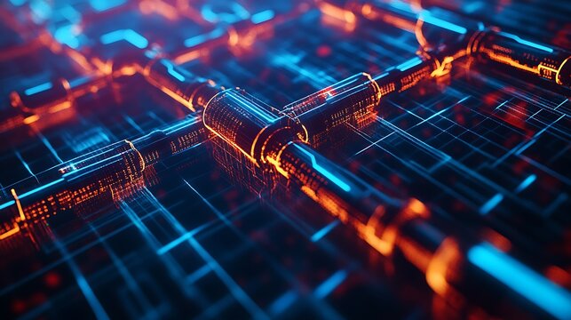 Abstract futuristic network with glowing lines and connections illustration
