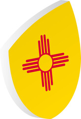 Fototapeta premium 3D New Mexico Flag Shield in Isometric Rugby Ball Shape