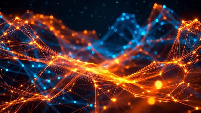 Abstract network of glowing nodes and connections