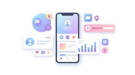 Fototapeta premium Mobile App Interface Minimal Concept