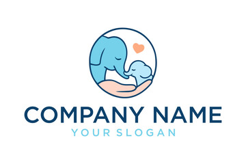 Minimalist Elephant Family Logo for Charity and Maternal Care © stockhub