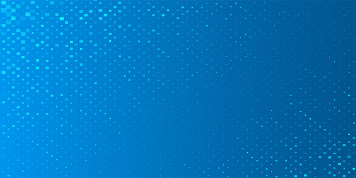 Futuristic blue gradient backdrop with dispersed micro square dots forming a subtle wave flow, crisp and modern visual.