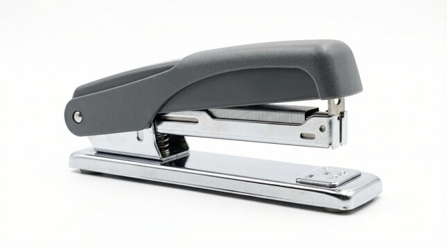 Stapler with gray top isolated on white background