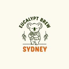 Fototapeta premium Koala holding a cup of coffee.