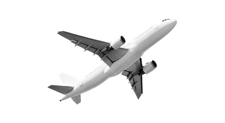 Obraz premium Dynamic view of white airplane banking or turning isolated on a transparent background commercial aircraft mockup for airline advertisement and travel concept art 3d rendering