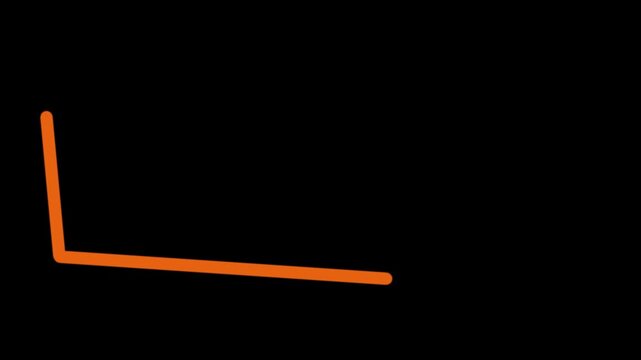 An orange corner line on a black background