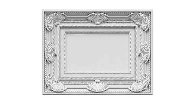 Ornate White Decorative Panel with Fan and Rope Motifs