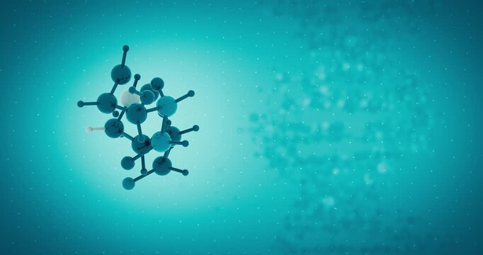 3D Molecule Model On Blue Background Representing Chemistry, Science And Molecular Research Concept