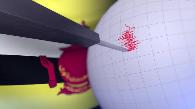 Brunei Flag with Earthquake Warning Background Animation