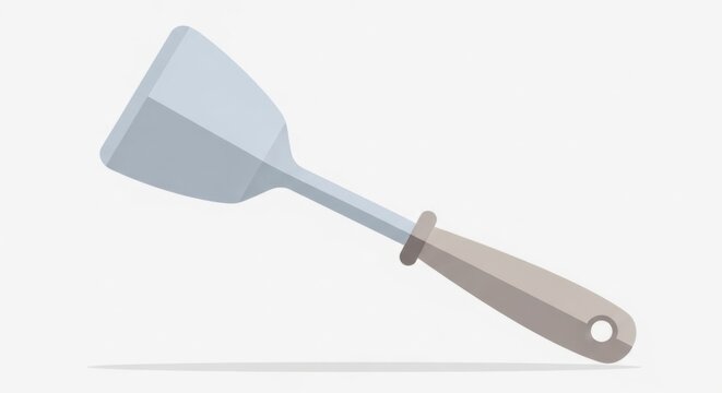 Stainless steel kitchen cooking spatula.