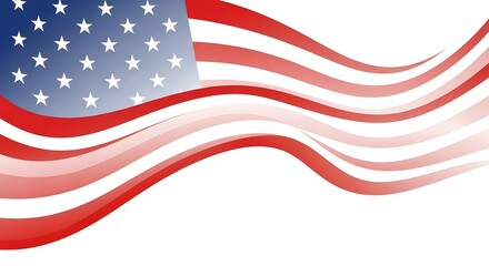 Fototapeta premium Stylish sunglasses with American flag design lenses on white background, USA patriotic summer accessory concept for independence day celebration