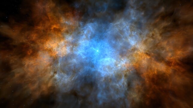 Celestial Nebula Explosion: Witness the awe-inspiring beauty of a celestial nebula, a cosmic cloud of gas and dust, ablaze with vibrant hues and swirling patterns.