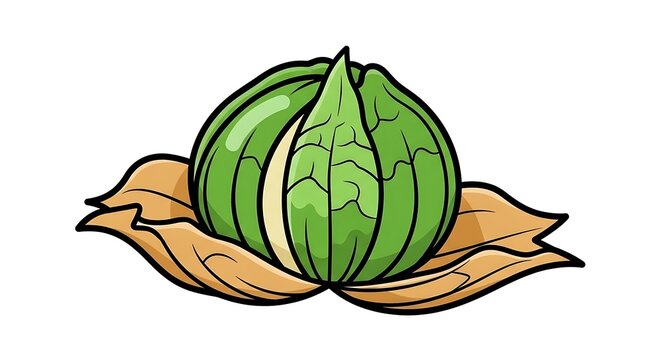 Green Melon Fruit Illustration.