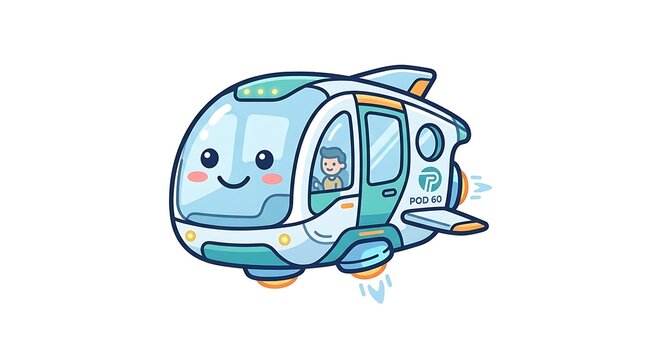 Smiling cartoon train with face.