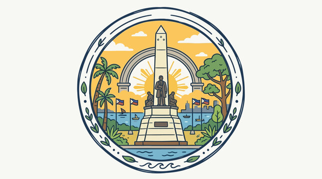 Manila's Rizal Monument in Circular Emblem Design