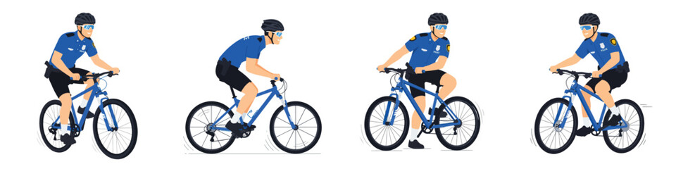 Fototapeta premium Police officer cycling sequence with transparent background