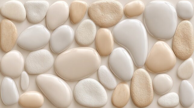 Smooth river stones background texture neutral tones natural pattern