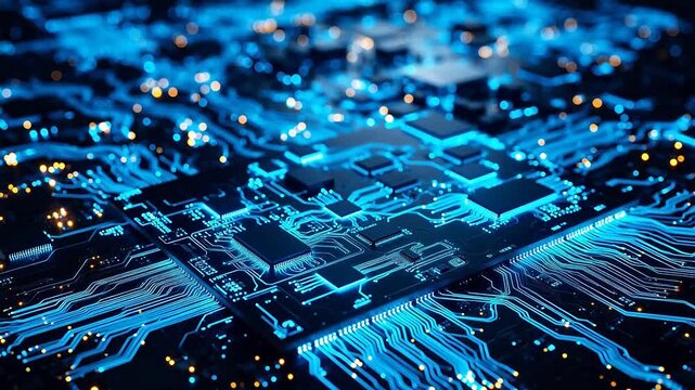 Closeup of illuminated circuit board