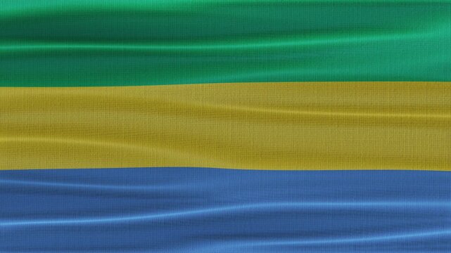Gabon flag waving in the wind with high quality fabric texture