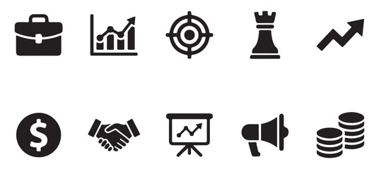 Business and finance vector icons set for financial success strategy and corporate growth concepts © Siyam Islam