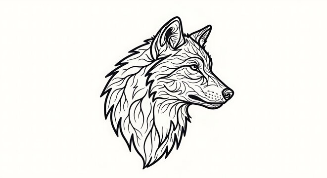 Hand Drawn Wolf Head Line Art Artistic Illustration