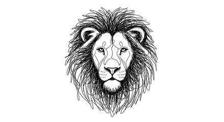 Obraz premium Artistic Scribble Lion Head Hand Drawn Sketch