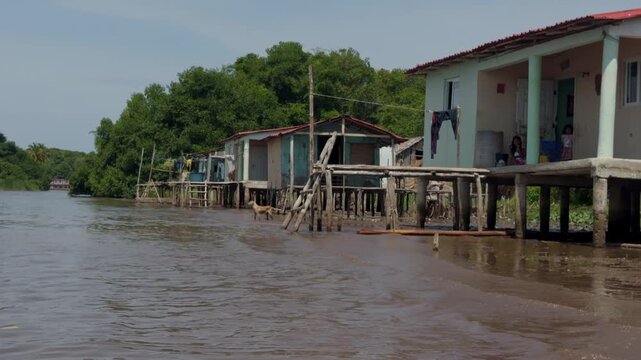 Stilt houses along the shore of Lake Maracaibo, Venezuela