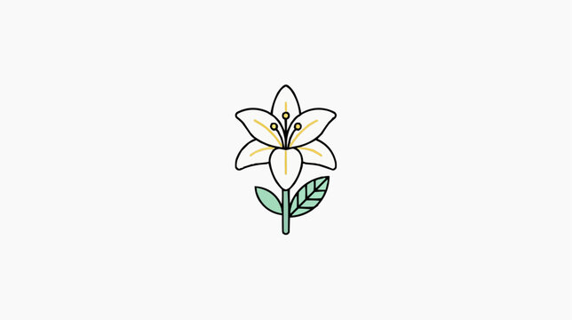 White Easter lily flower vector illustration, spring religious symbol