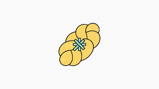 Traditional braided Easter bread or Challah vector illustration, holiday food icon