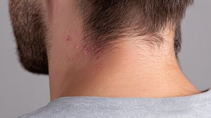 Naklejka premium Close-up of Skin Condition on Back of Neck with Small Bumps on Male Person