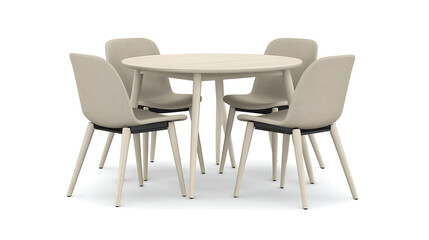 Fototapeta premium A white round table with four chairs around it