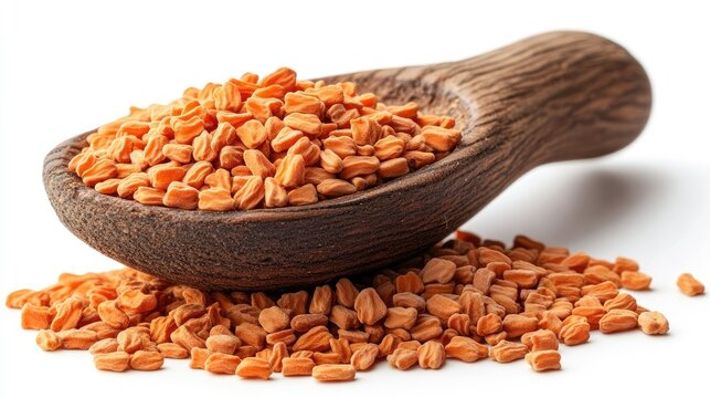 Close-up of annatto seeds in a wooden spoon, showcasing their vibrant color and texture, ready for