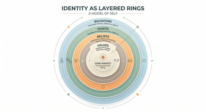 Identity Layers Diagram Model of Self Psychology Concept Infographic