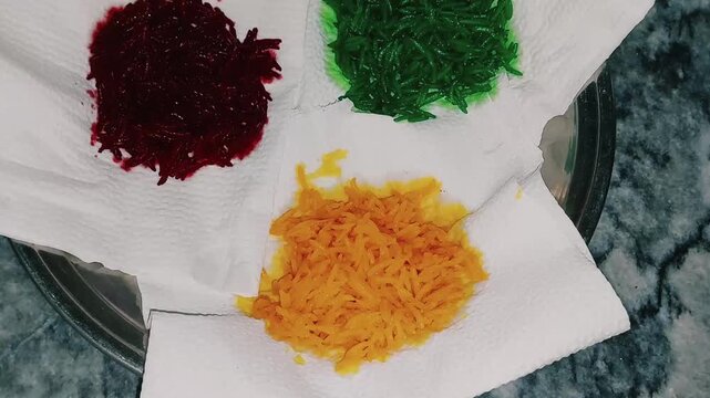 Final Step Preparing Multi Colored Rice For Mutanjan Zarda