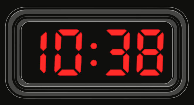 Red digital clock display showing time.