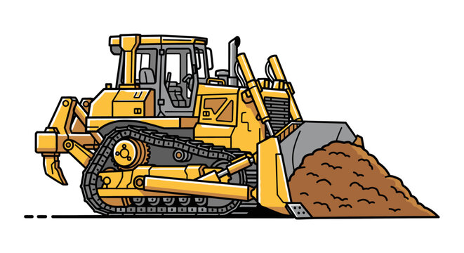 Bulldozer pushing a pile of dirt 1.