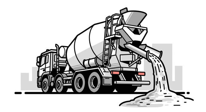 Cement mixer truck pouring concrete 1.