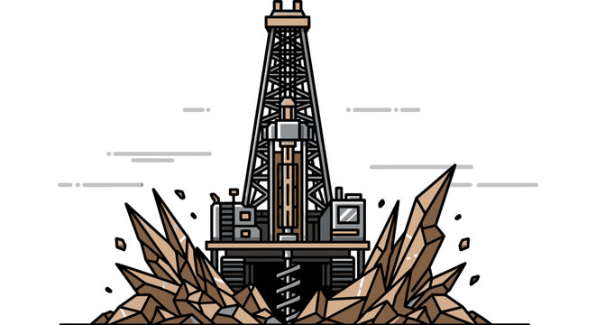 Drilling rig in operation site.