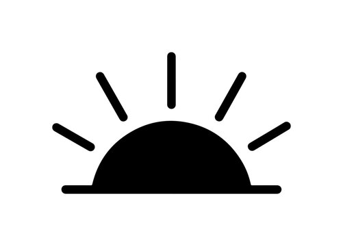 Sunrise or Sunset Vector Icon - Minimalist Sun Behind Horizon