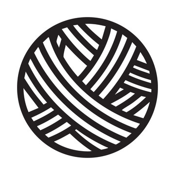 A black and white image of a ball of yarn