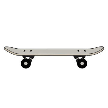 A minimalist vector illustration of a skateboard, perfect for showcasing extreme sports and urban lifestyle themes