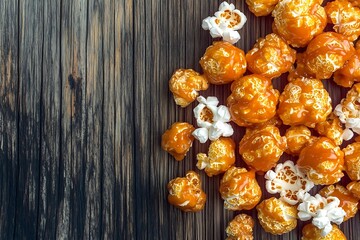 Fototapeta premium Colorful Sweet and Savory Popcorn Mix on Rustic Wooden Background