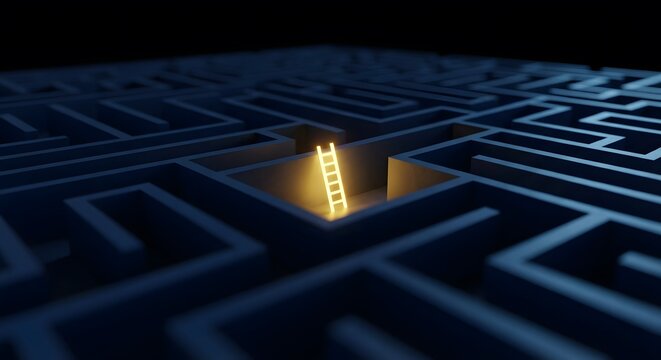 Glowing ladder offers an escape route from a complex problem or difficult labyrinth