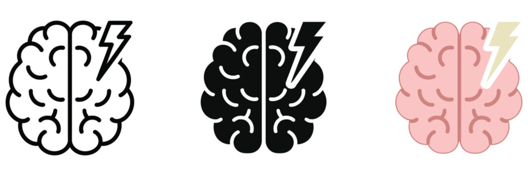 brainstorming icon set, brainstorm black sign with brain and lightning symbol, teamwork success purpose help partnership concept,creativity, and collaboration concepts.