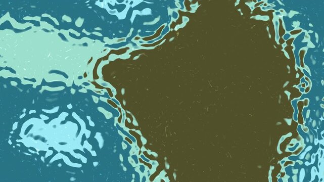 A high-resolution abstract background featuring a unique organic texture of interconnected microcells and bubbles. The design displays a dark olive brown pattern floating over a vibrant aqua blue and 