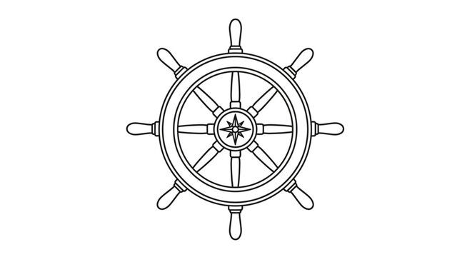 Ship helm wheel nautical steering.