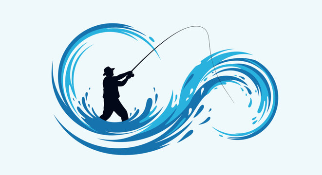Man fishing with a rod outdoors.